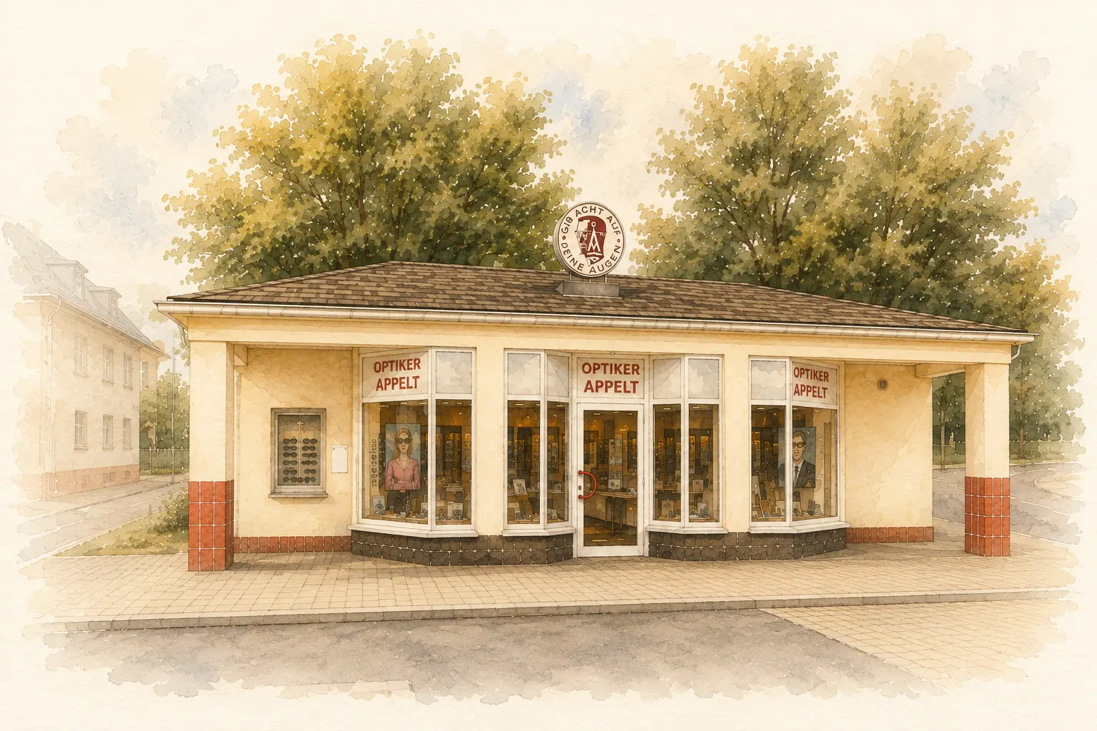 Illustration des Optiker-Appelt-Fachgeschäfts in Hartmannsdorf